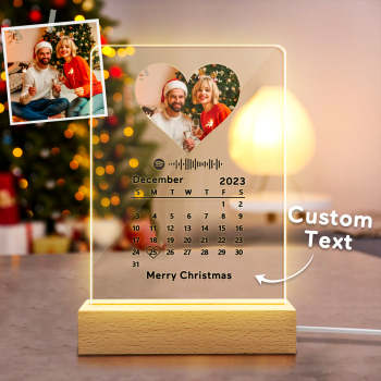 Custom Spotify Code Music Calendar Night Light Plaque With Engraved Word Perfect Christmas Gift - yournamenecklaceuk