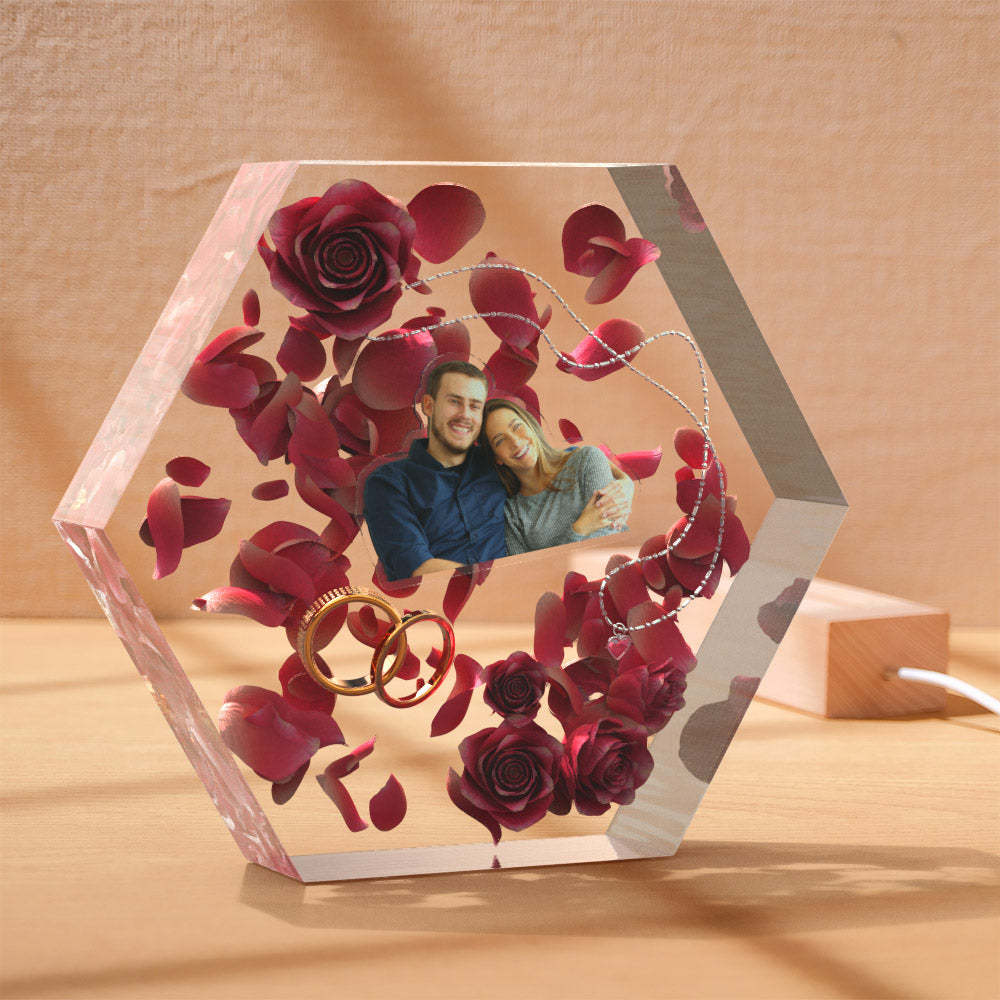 Custom Photo Night Light Hexagon Epoxy Home Gifts - yournamenecklaceuk
