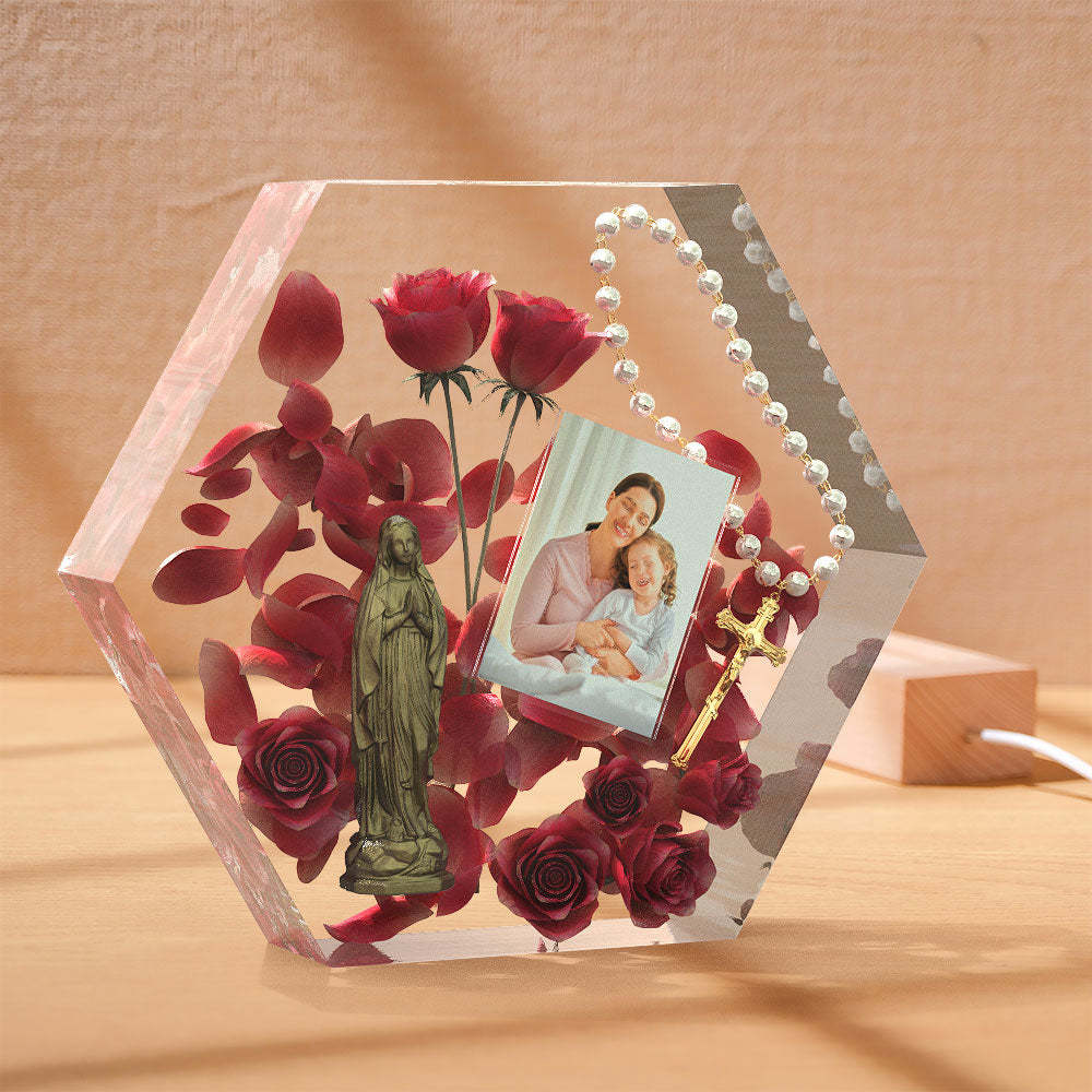 Custom Photo Night Light Three-dimensional Rose Epoxy Lamp Gifts - yournamenecklaceuk