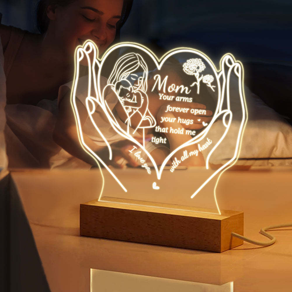Personalized Mom Acrylic Night Light Gift for Mom from Daughter Son - yournamenecklaceuk