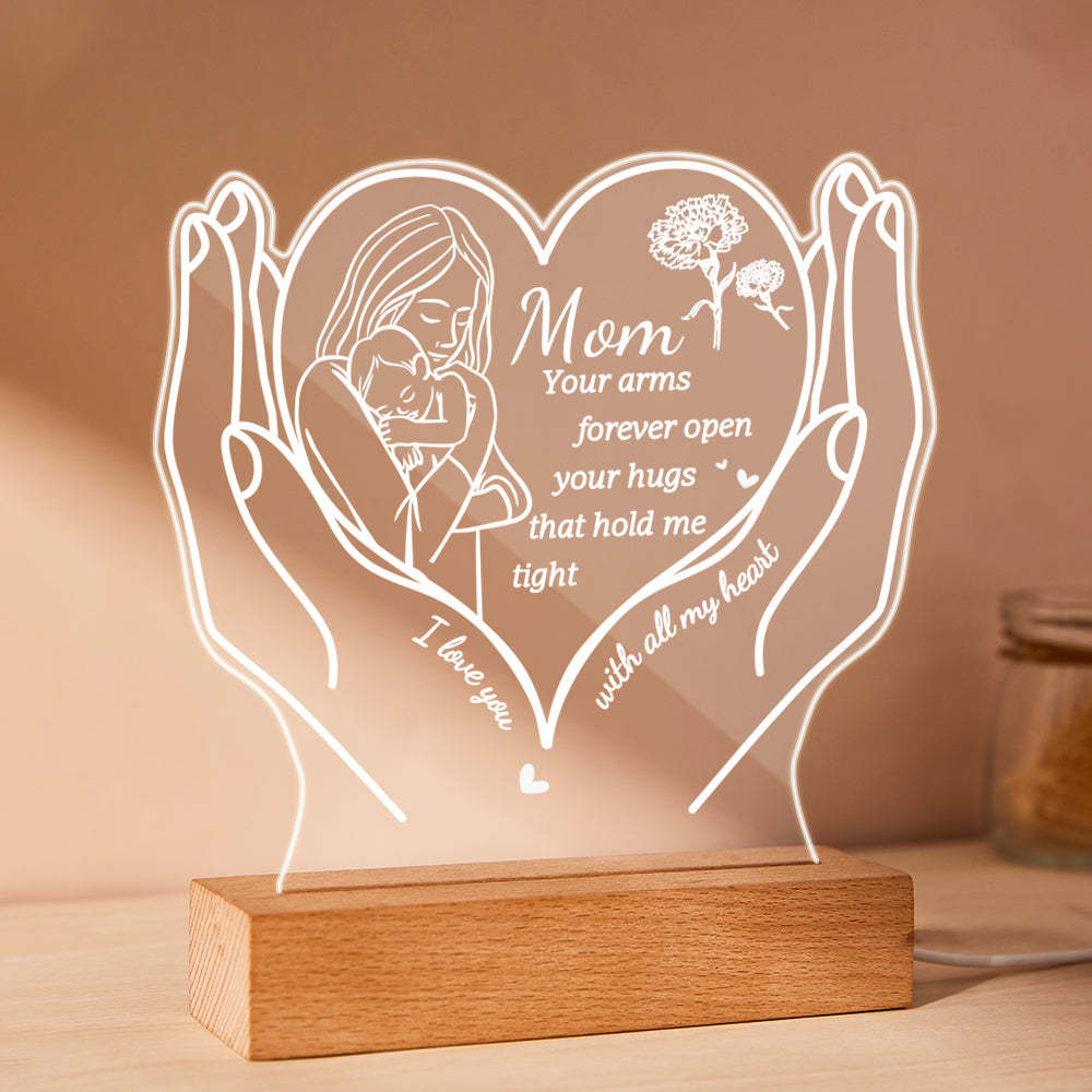 Personalized Mom Acrylic Night Light Gift for Mom from Daughter Son - yournamenecklaceuk