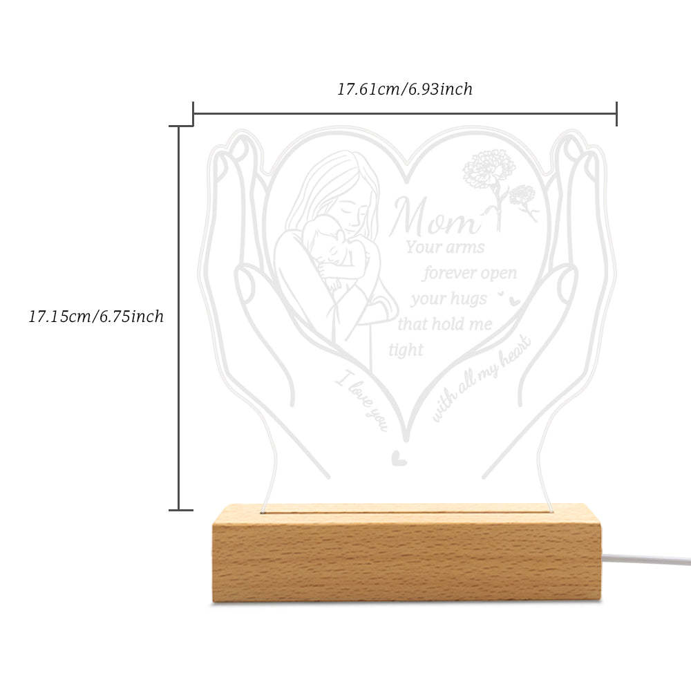 Personalized Mom Acrylic Night Light Gift for Mom from Daughter Son - yournamenecklaceuk