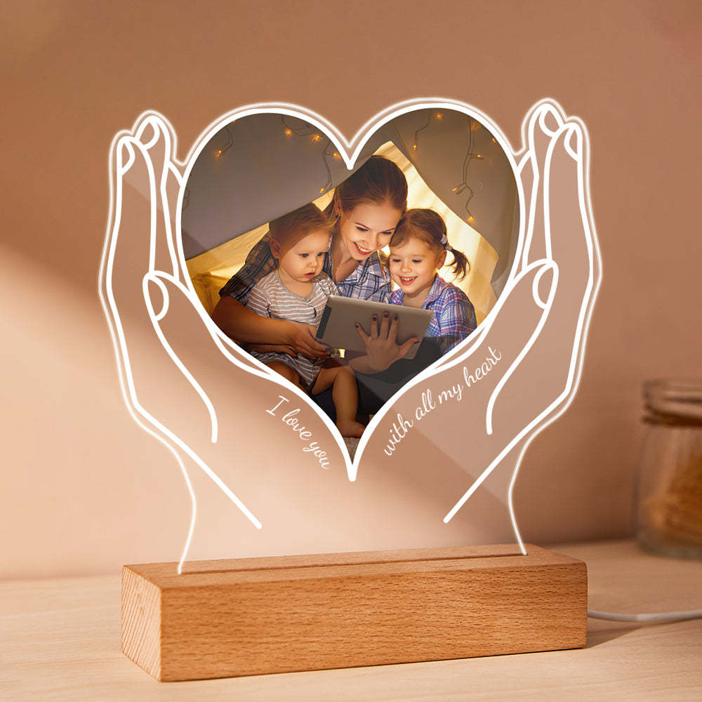 Personalized Photo Acrylic Night Light Gift for Mom from Daughter Son - yournamenecklaceuk