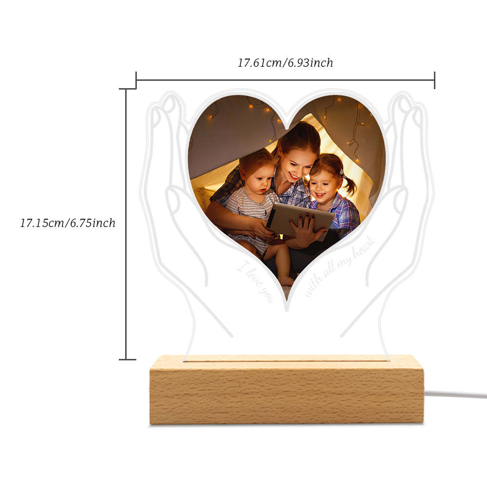 Personalized Photo Acrylic Night Light Gift for Mom from Daughter Son - yournamenecklaceuk