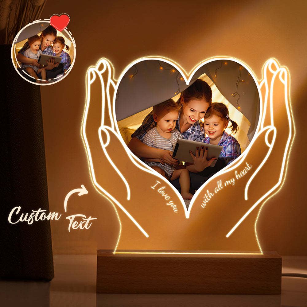 Personalized Photo Acrylic Night Light Gift for Mom from Daughter Son - yournamenecklaceuk