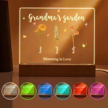 Custom Birth Flowers Night Light Grandma's Garden Acrylic Lamp Gifts for Mom Grandma - yournamenecklaceuk