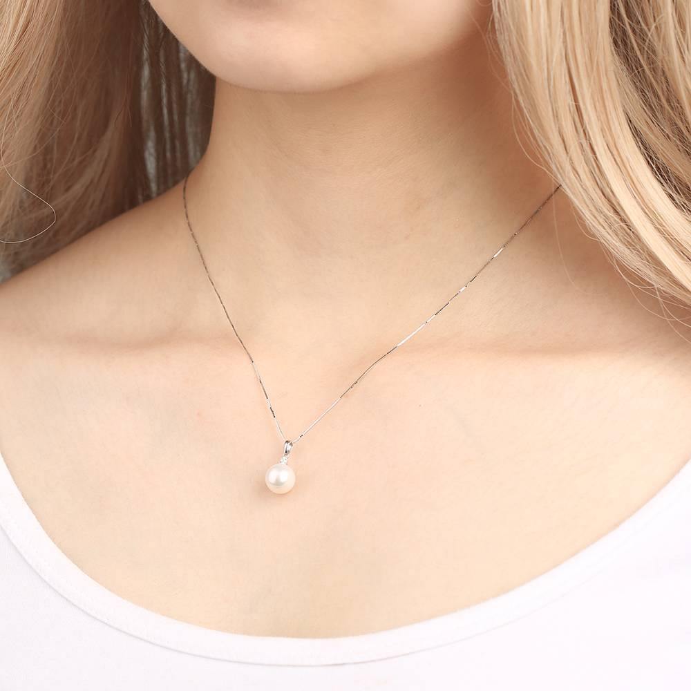 Pearl Necklace 18K White Gold - Silver - soufeelus