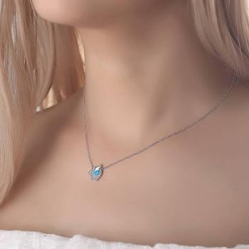Opal Flying Pig Pendant Necklace Silver - soufeelus