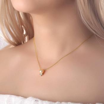 Pearl Pig Pendant Necklace 14K Gold Plated Silver - soufeelus