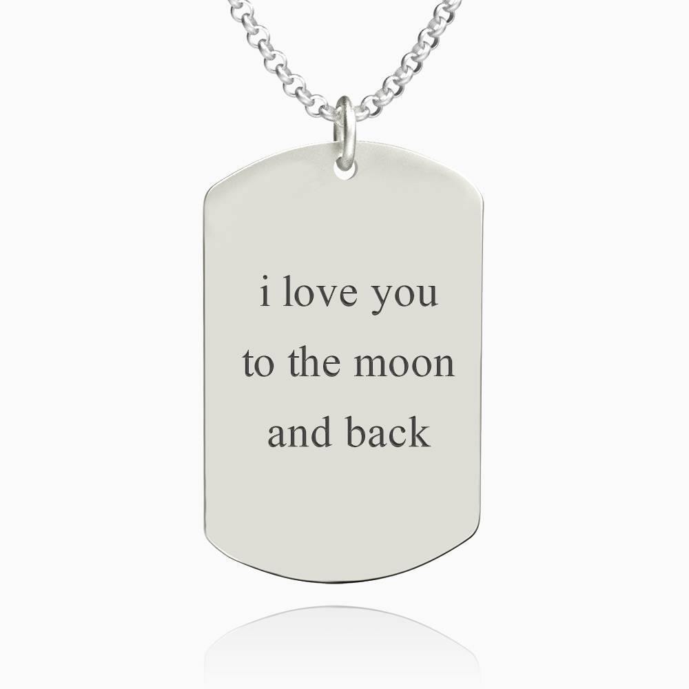 Women's Photo Engraved Tag Necklace with Engraving Silver - yournamencklaceuk