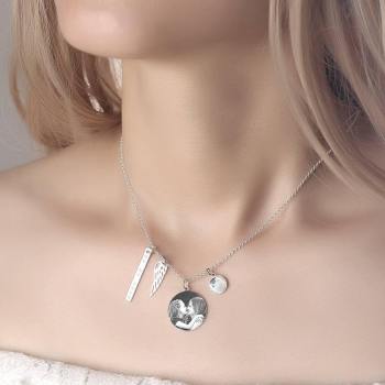Women's Photo Engraved Tag Necklace with Engraving Silver - yournamencklaceuk