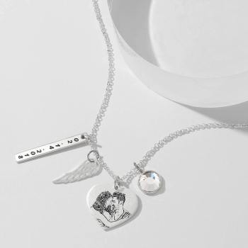 Women's Photo Engraved Tag Necklace with Engraving Silver - yournamencklaceuk
