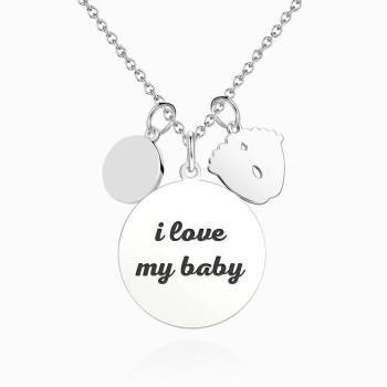 Women's Photo Engraved Tag Necklace with Engraving Silver - yournamencklaceuk