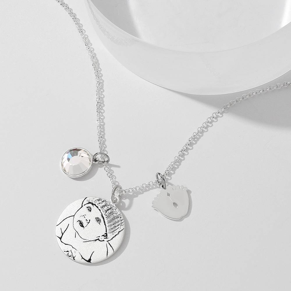 Women's Photo Engraved Tag Necklace With Engraving Silver