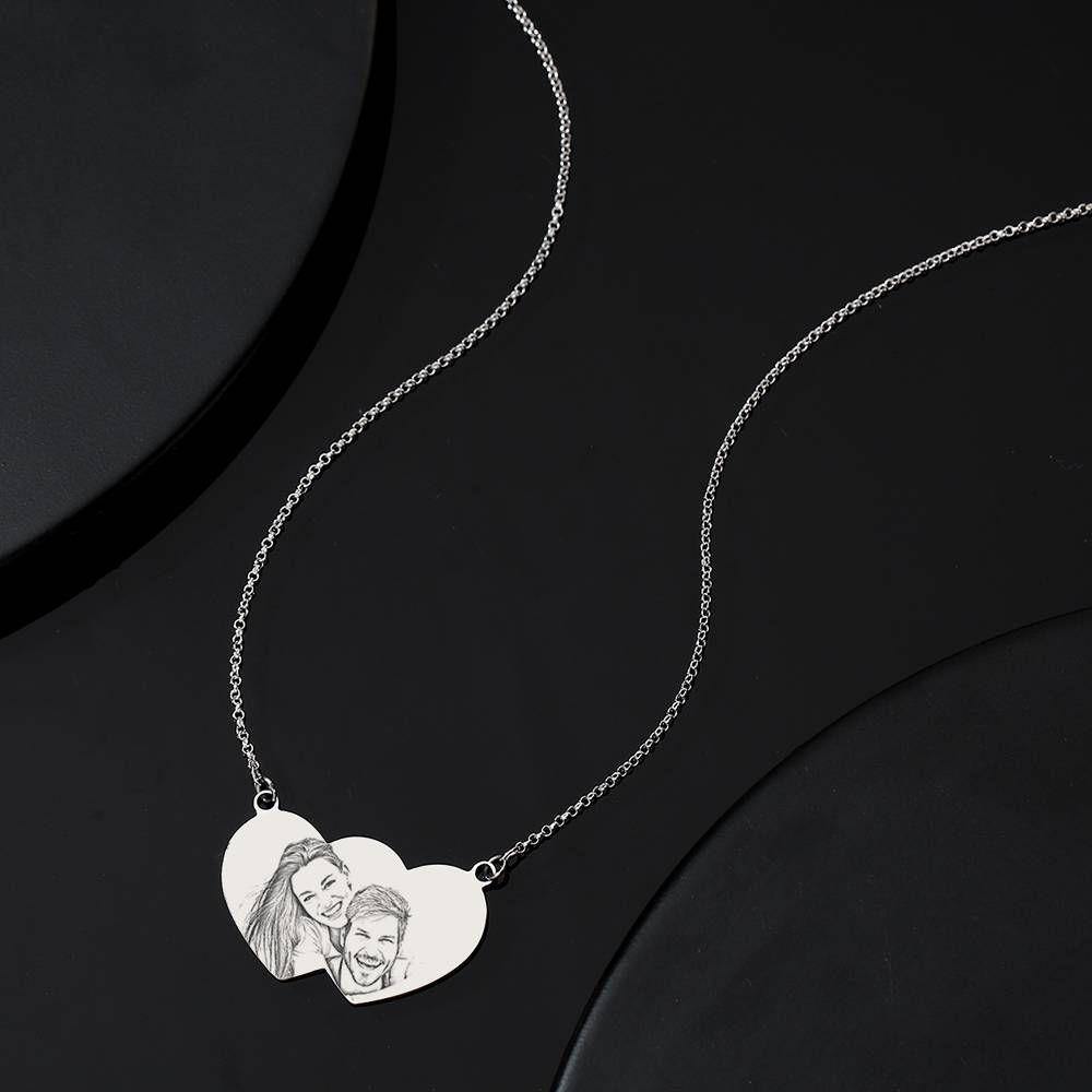 Photo Engraved Tag Necklace with Engraving Silver - yournamencklaceuk
