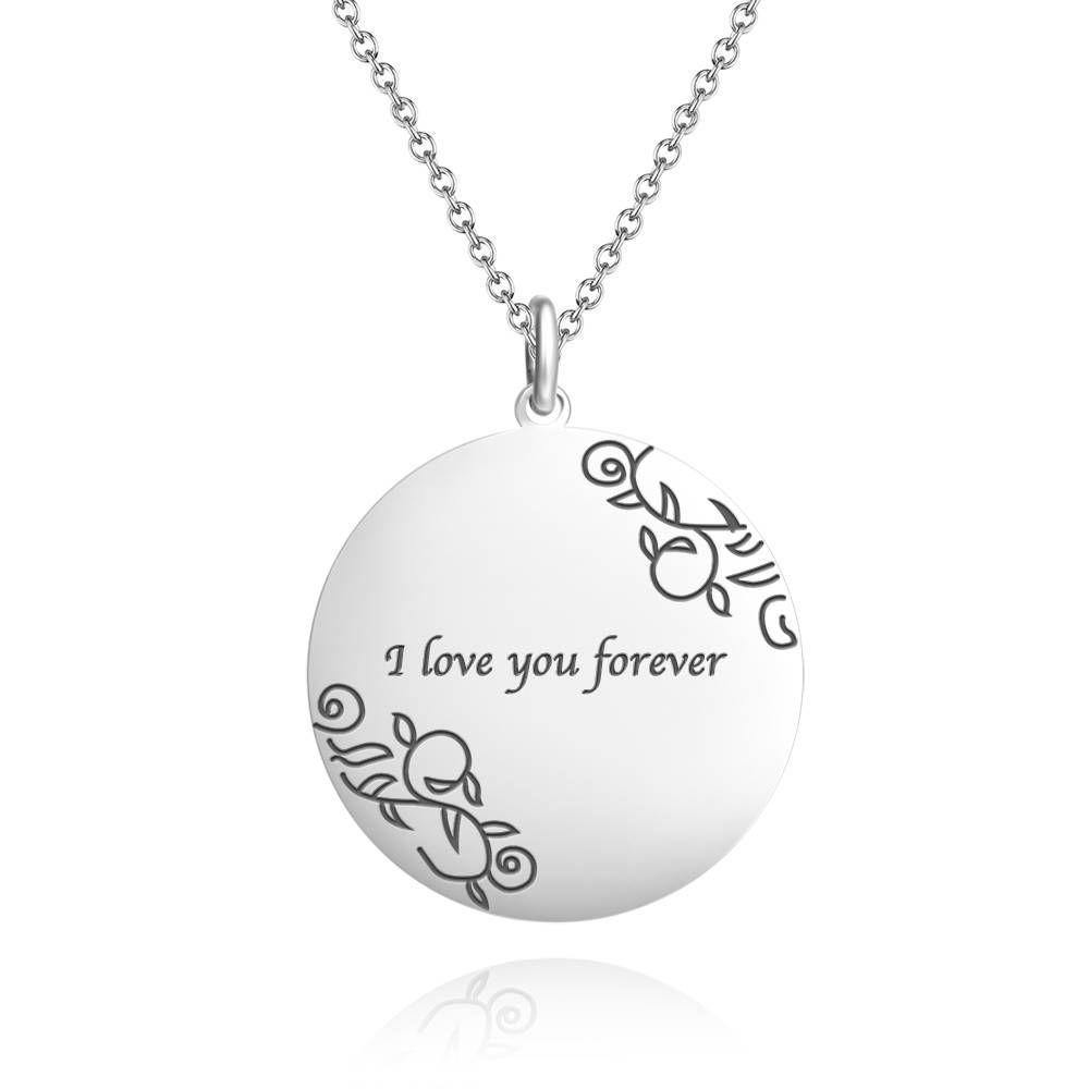Round Photo Engraved Tag Necklace with Engraving Silver - yournamencklaceuk