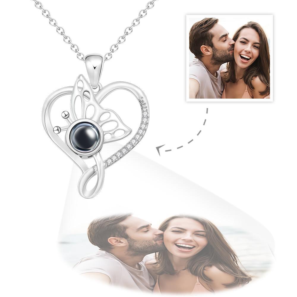 Custom Photo Projection Necklace Butterfly Heart Projection Necklace Creative Gift - yournamenecklaceuk