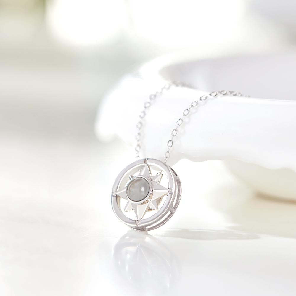 Custom Photo Projection Necklace Compass Creative Gifts - yournamenecklaceuk