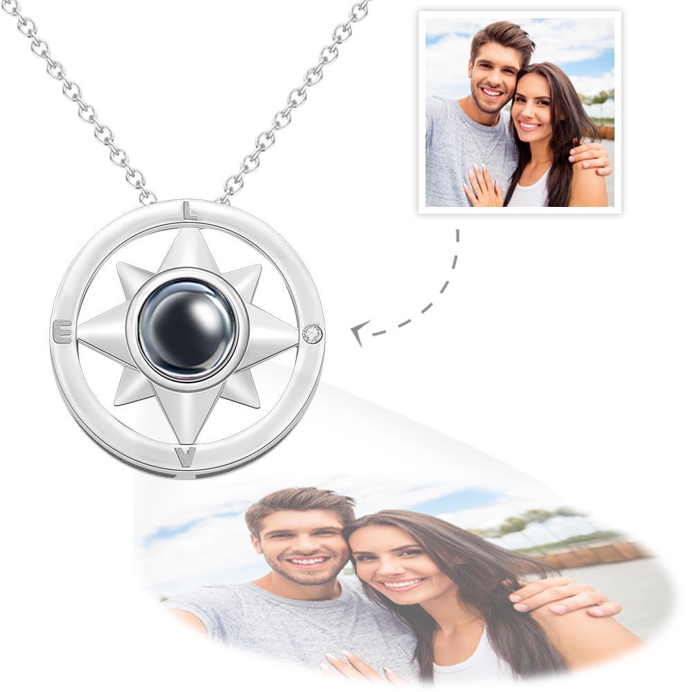Custom Photo Projection Necklace Compass Creative Gifts - yournamenecklaceuk