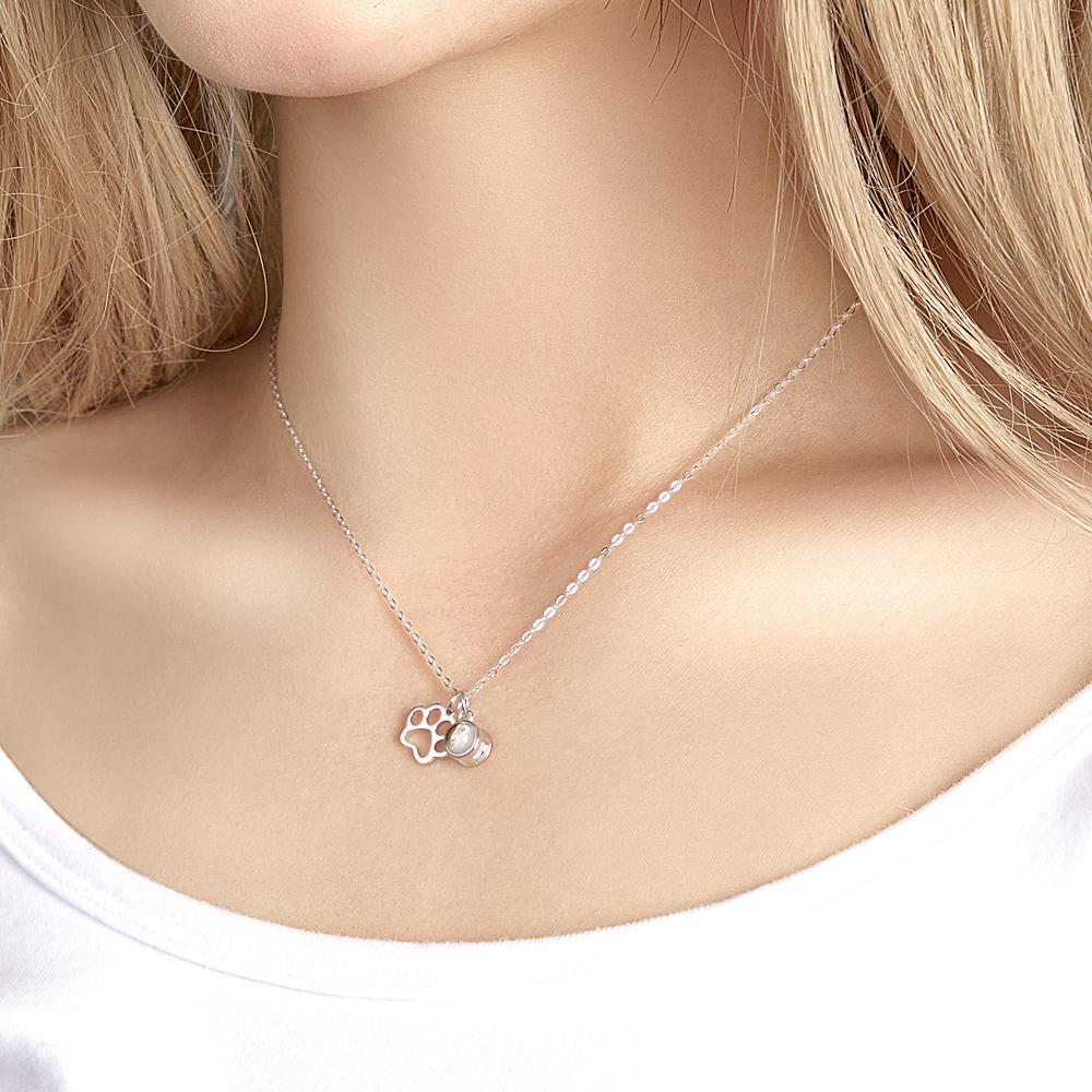 Custom Photo Projection Necklace Claw Photo Pendant Necklace Gift for Women - yournamenecklaceuk