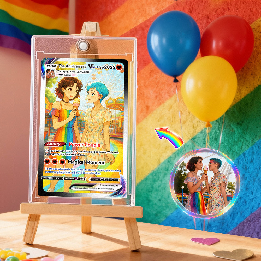 Personalised LGBT Couple Card Custom Comics Portrait Trading Card Christmas Gift for Him, Her, or Them -  NameNecklaceUK