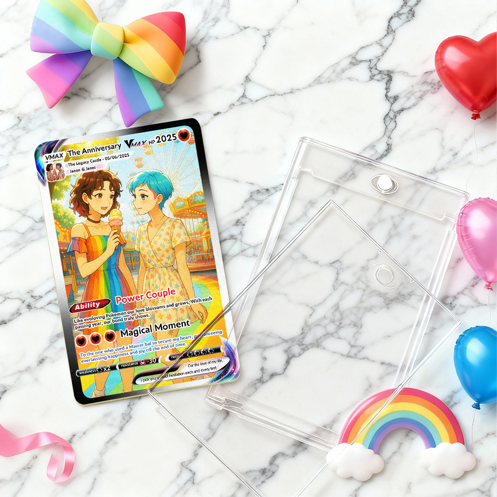 Personalised LGBT Couple Card Custom Comics Portrait Trading Card Christmas Gift for Him, Her, or Them -  NameNecklaceUK