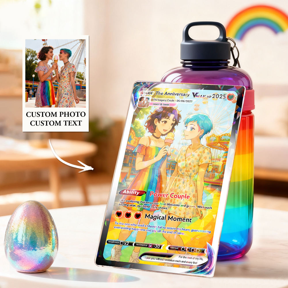 Personalised LGBT Couple Card Custom Comics Portrait Trading Card Christmas Gift for Him, Her, or Them -  NameNecklaceUK