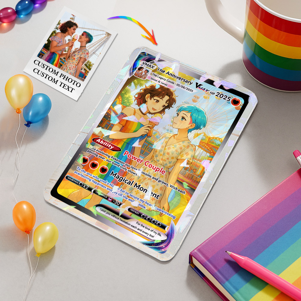 Personalised LGBT Couple Card Custom Comics Portrait Trading Card Christmas Gift for Him, Her, or Them -  NameNecklaceUK