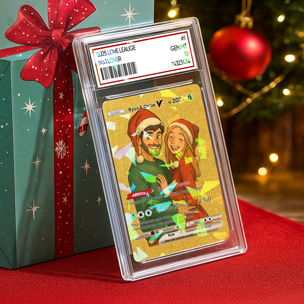 Custom Christmas Golden Card  Anime Style Mini Collectible Sparkling Gift for Him Her or Friends -  NameNecklaceUK