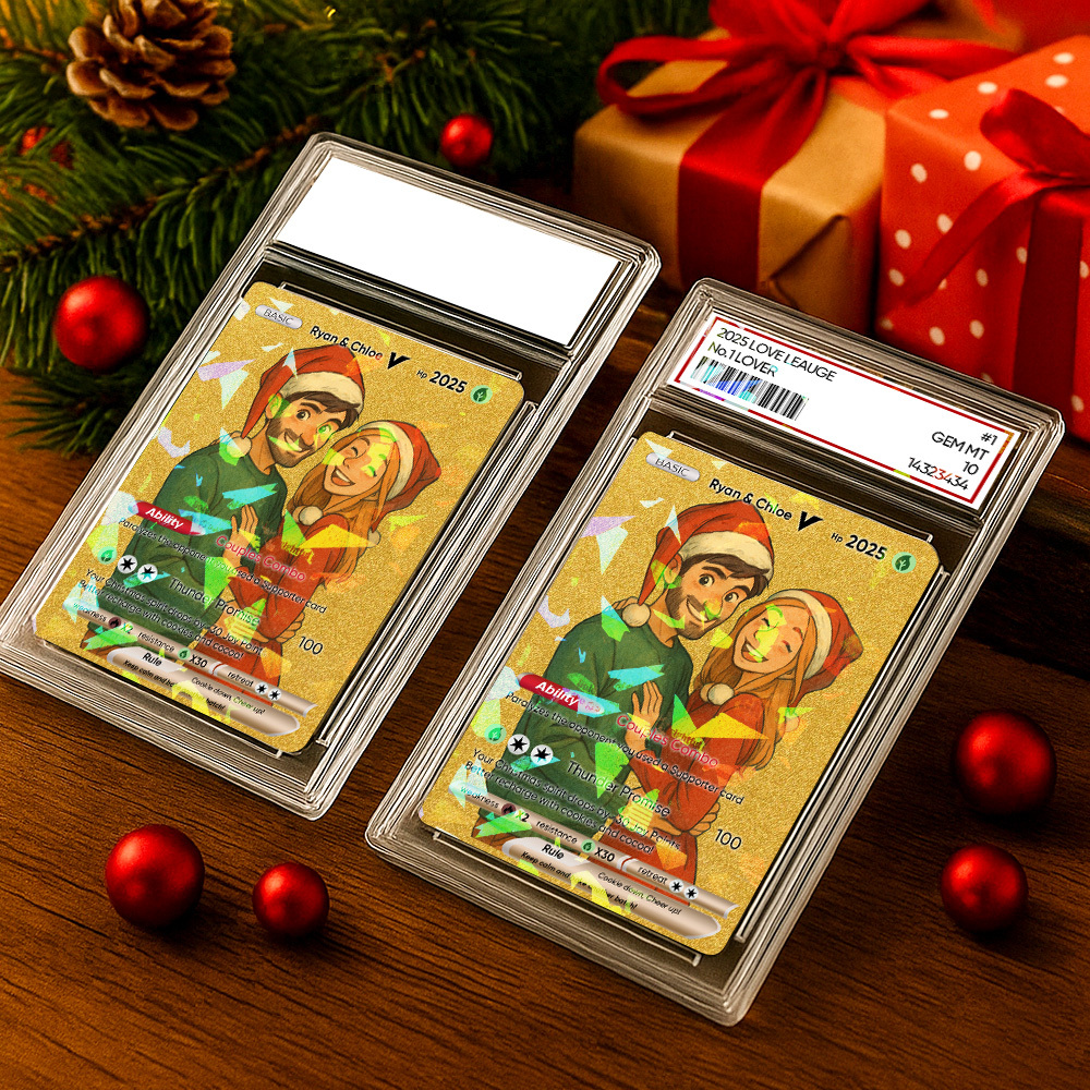 Custom Christmas Golden Card  Anime Style Mini Collectible Sparkling Gift for Him Her or Friends -  NameNecklaceUK