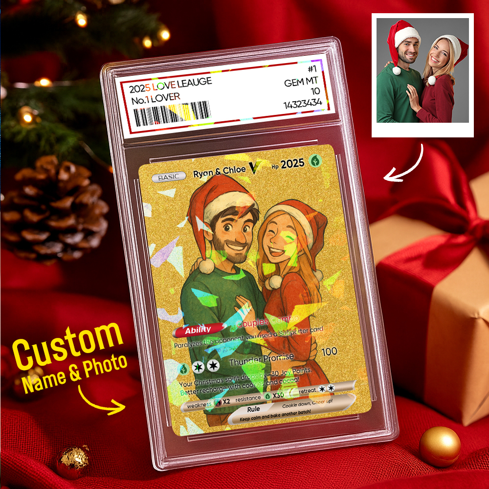 Custom Christmas Golden Card  Anime Style Mini Collectible Sparkling Gift for Him Her or Friends -  NameNecklaceUK