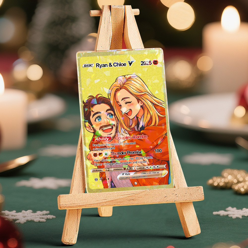Custom Christmas Golden Card  Anime Style Mini Collectible Sparkling Gift for Him Her or Friends -  NameNecklaceUK