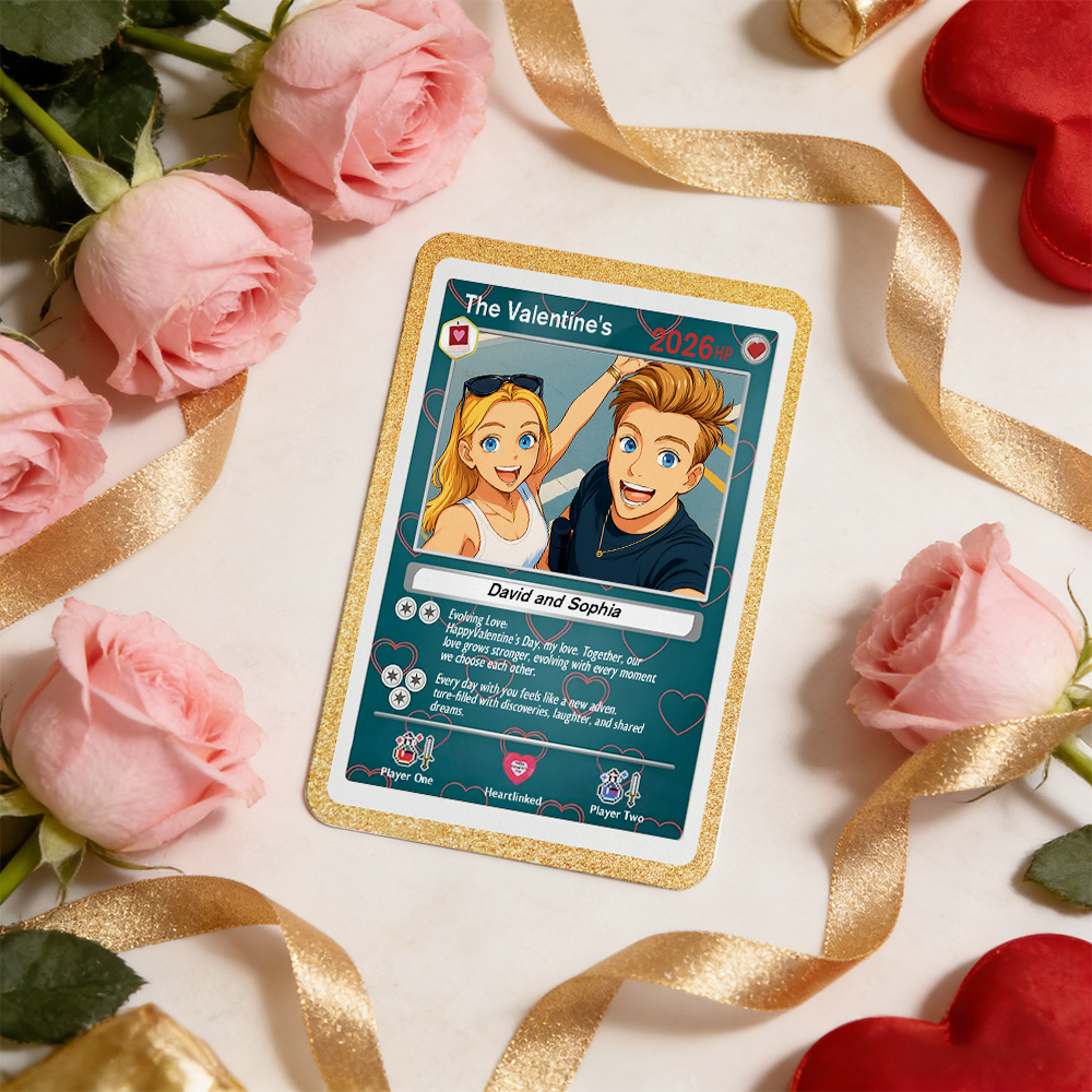 Personalized Valentine’s Day Power Couple Card, Custom Anniversary Card Couple Photo Anime Style, Best Valentine's Day Gift for Lover -  NameNecklaceUK