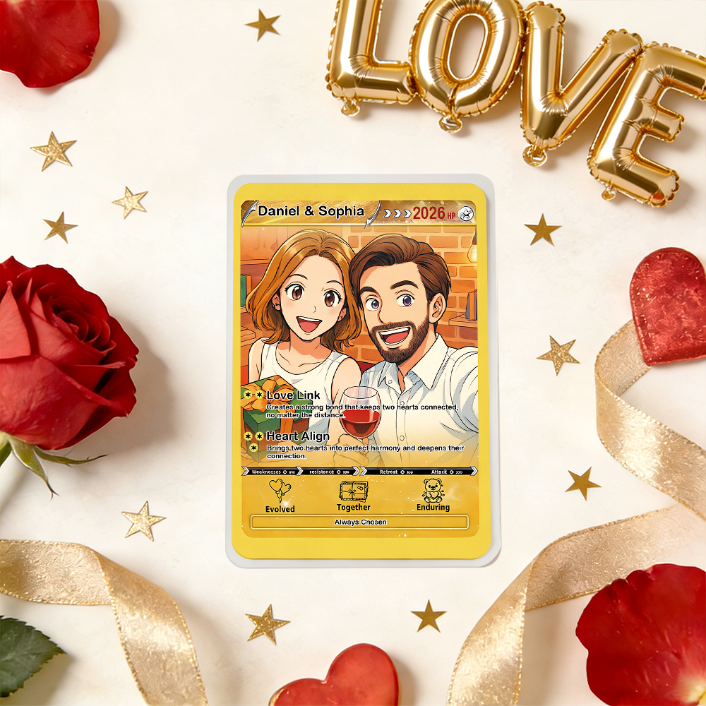 Personalized Valentine’s Day Power Couple Card, Custom Anniversary Card Couple Photo Anime Style, Best Valentine's Day Gift for Lover -  NameNecklaceUK