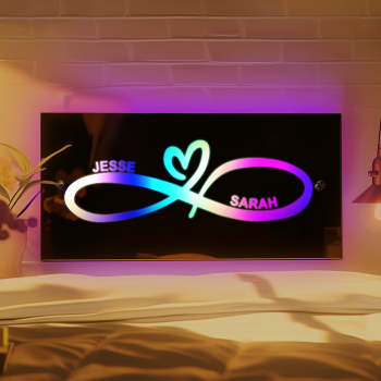 Personalized Name Mirror Light Infinity Heart Couple Gift - yournamenecklaceuk