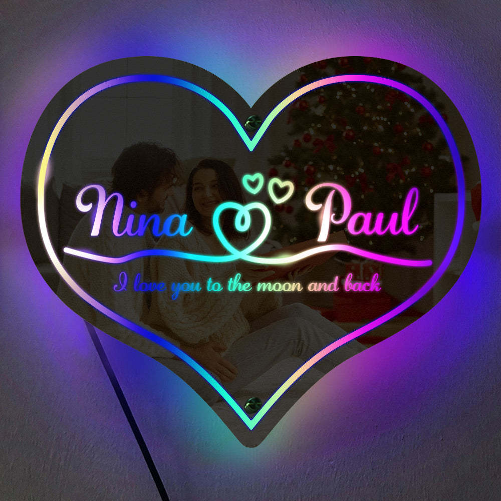 Personalized Mirror Light Heart Marquee Wedding Gifts - yournamenecklaceuk