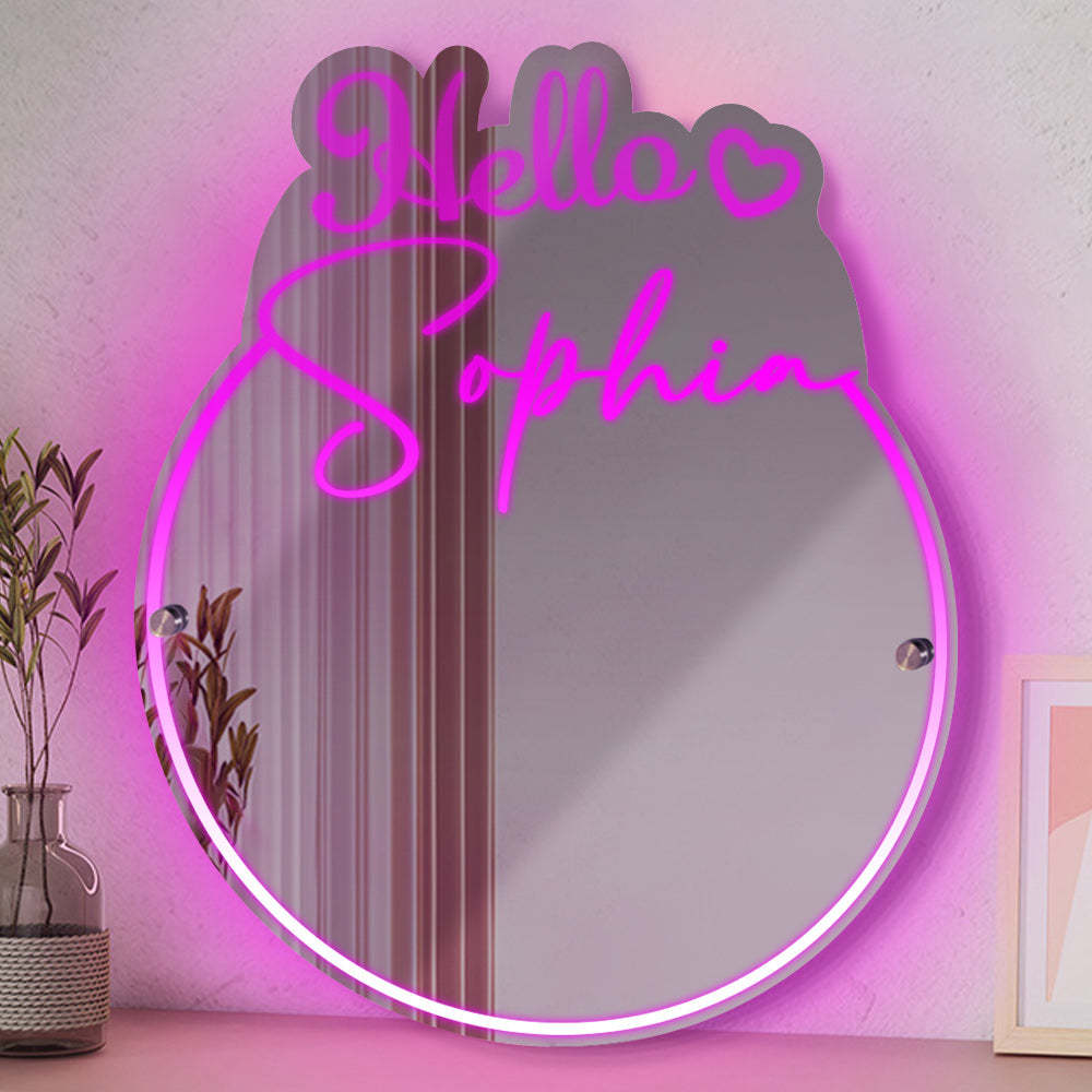 Personalized Name Mirror Light Vanity Hello Beautiful Gift for Her - yournamenecklaceuk