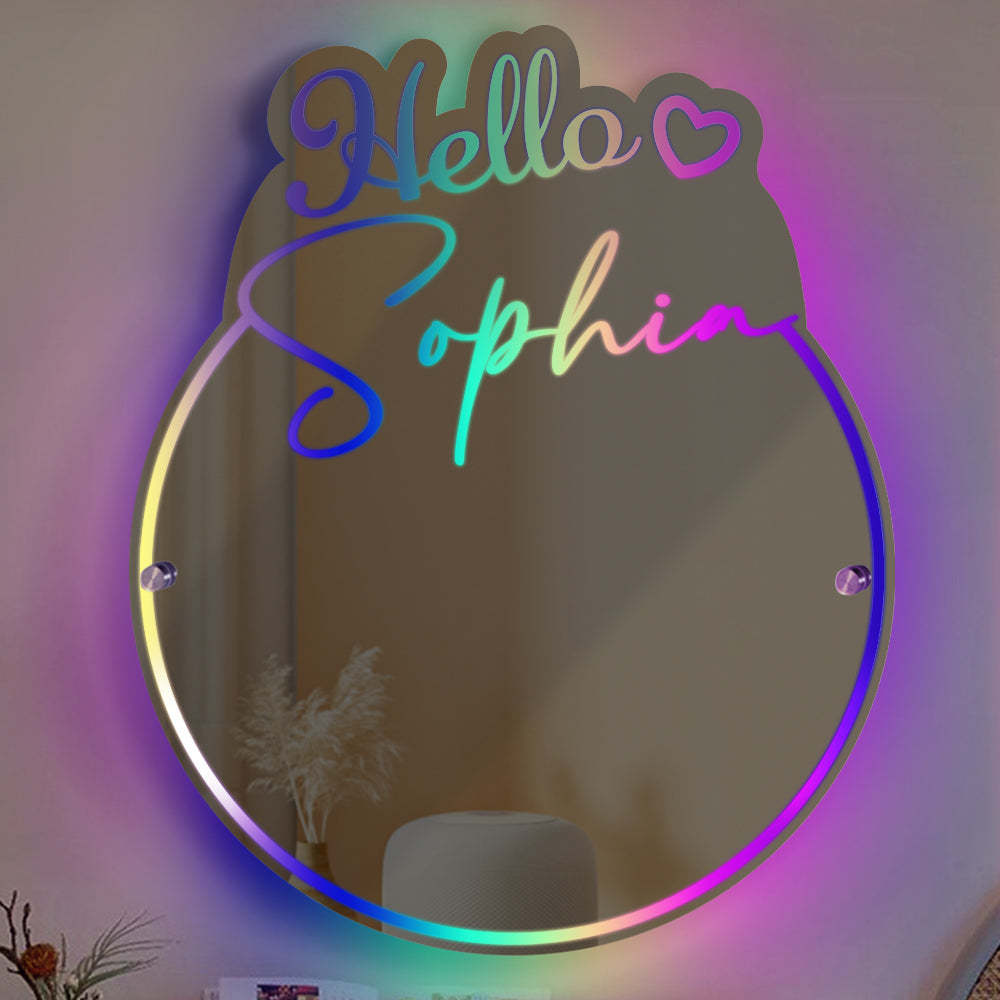 Personalized Name Mirror Light Vanity Hello Beautiful Gift for Her - yournamenecklaceuk