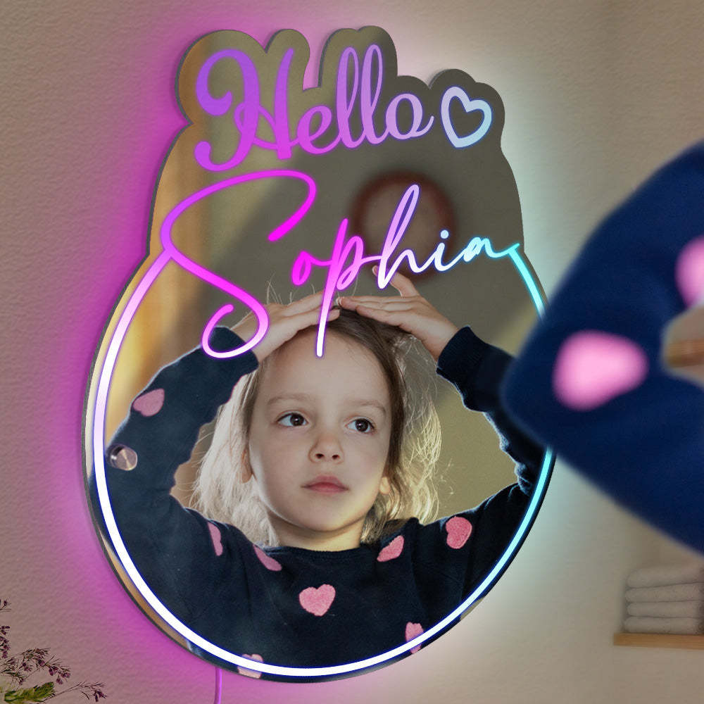 Personalized Name Mirror Light Vanity Hello Beautiful Gift for Her - yournamenecklaceuk