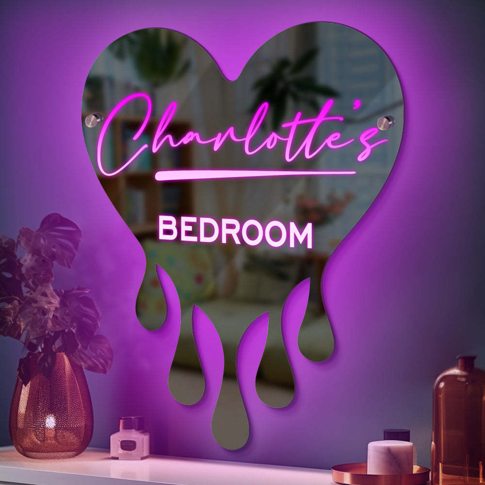 Personalized Melting Heart Name Mirror Light Couple Christmas Gift - yournamenecklaceuk