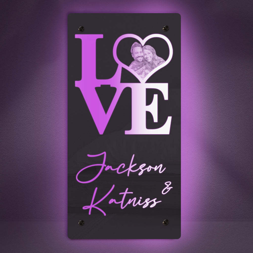 Personalized Name Heart Photo LOVE Mirror Light Couple Gift - yournamenecklaceuk