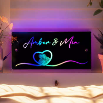 Personalized Photo Name Mirror Light Heart Couple Gift - yournamenecklaceuk
