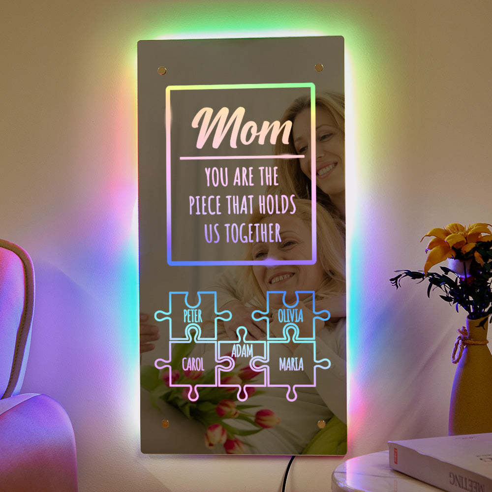 Personalized Name Mirror Light Mom Puzzle Family Gift - yournamenecklaceuk
