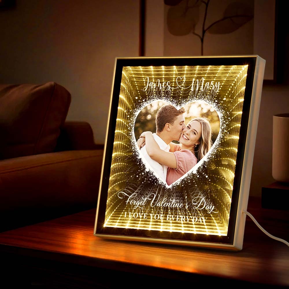 I Love You Every Day Personalized Photo Infinity Mirror Light Box Custom Picture Infinity Mirror Wall Decor Valentine's Day Gifts -  NameNecklaceUK