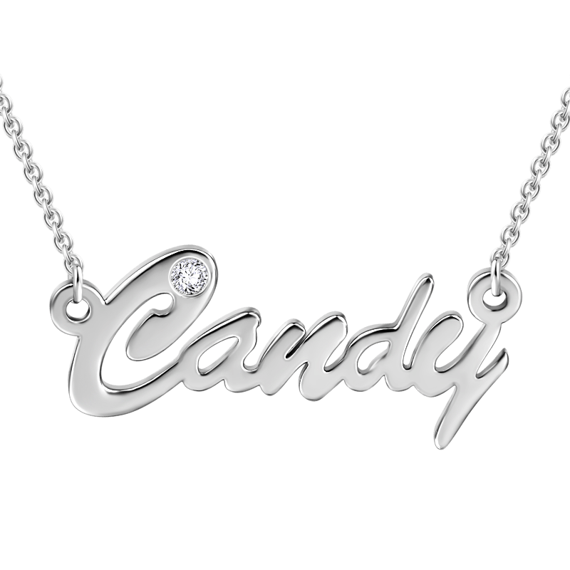 0.02CT Diamond Name Necklace Silver