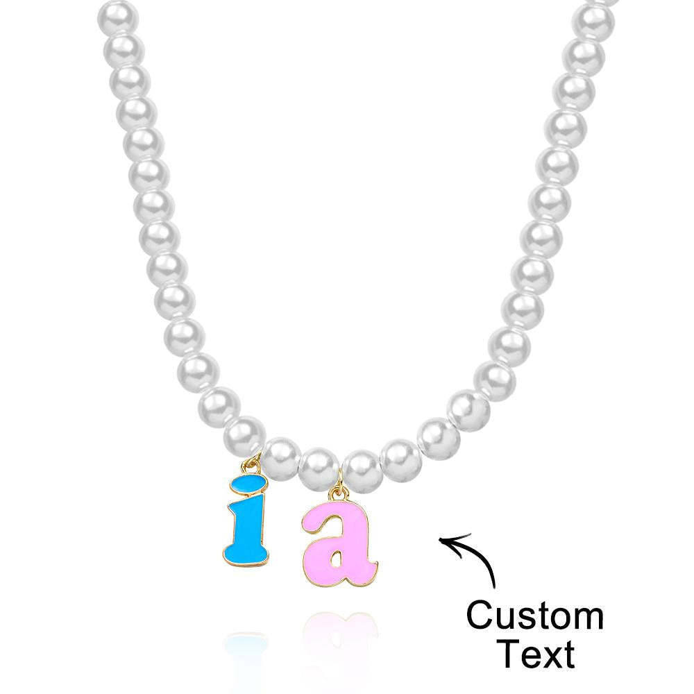 Custom Name Necklace Fashion Pearl Chain Colorful Young Gift - yournamenecklaceuk