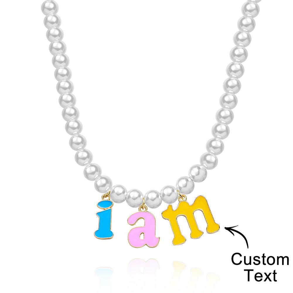 Custom Name Necklace Fashion Pearl Chain Colorful Young Gift - yournamenecklaceuk