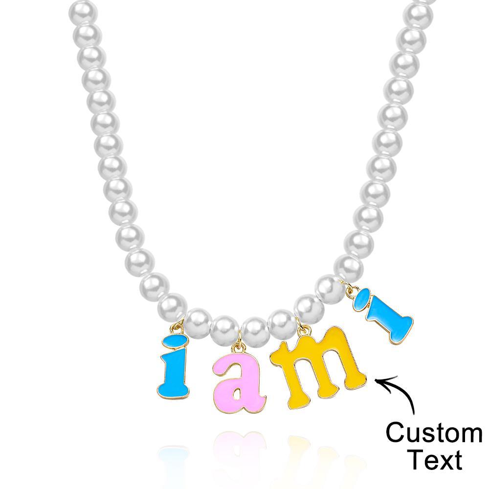 Custom Name Necklace Fashion Pearl Chain Colorful Young Gift - yournamenecklaceuk