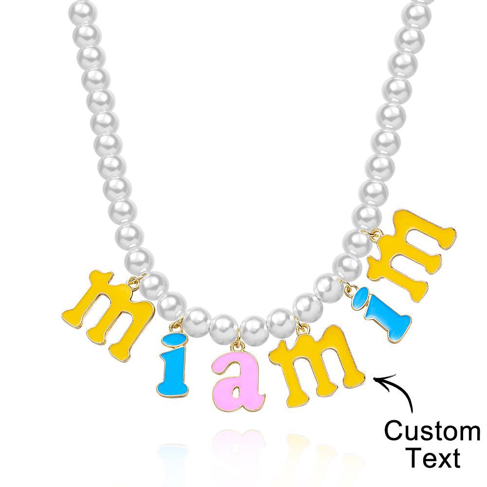 Custom Name Necklace Fashion Pearl Chain Colorful Young Gift - yournamenecklaceuk