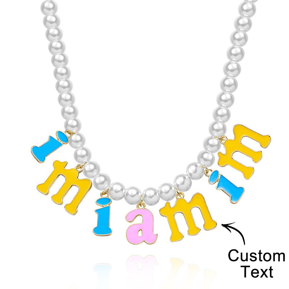 Custom Name Necklace Fashion Pearl Chain Colorful Young Gift - yournamenecklaceuk